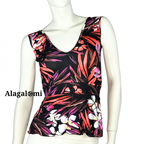Ambra Black Orange and Fuxia Flowers