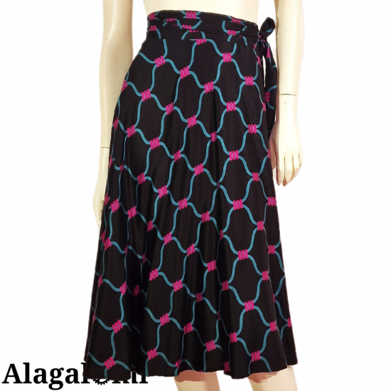 Giusy Wrap Skirt Black and Fuxia e Blu