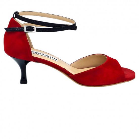 Isabel 5 Glossy red and black suede