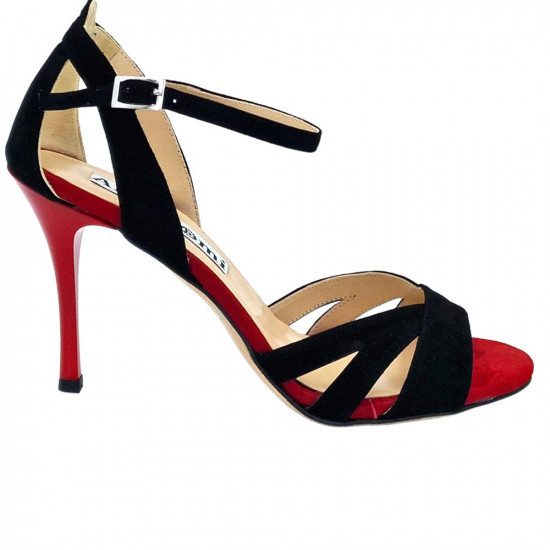 Aura Black and Red Suede