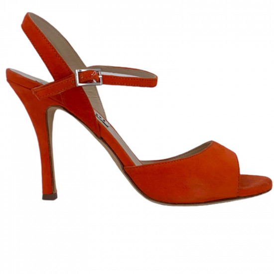 Maia n.39 orange suede. heel 9 leather sole, regular fit.
