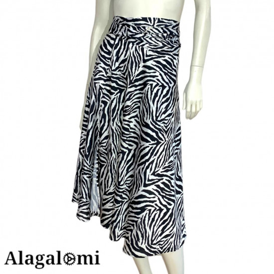 Giusy Wrap Skirt with Zebra Pattern