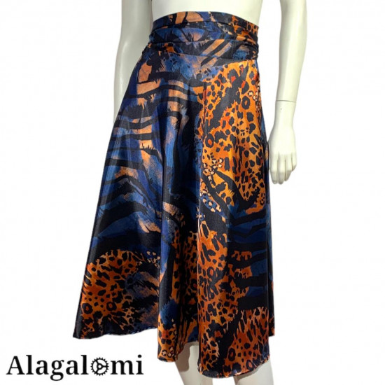 Giusy Wrap Skirt Night Blue and Animalier