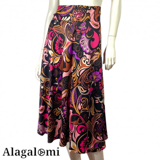 Giusy Wrap Skirt Fuchsia Purple Arabesques