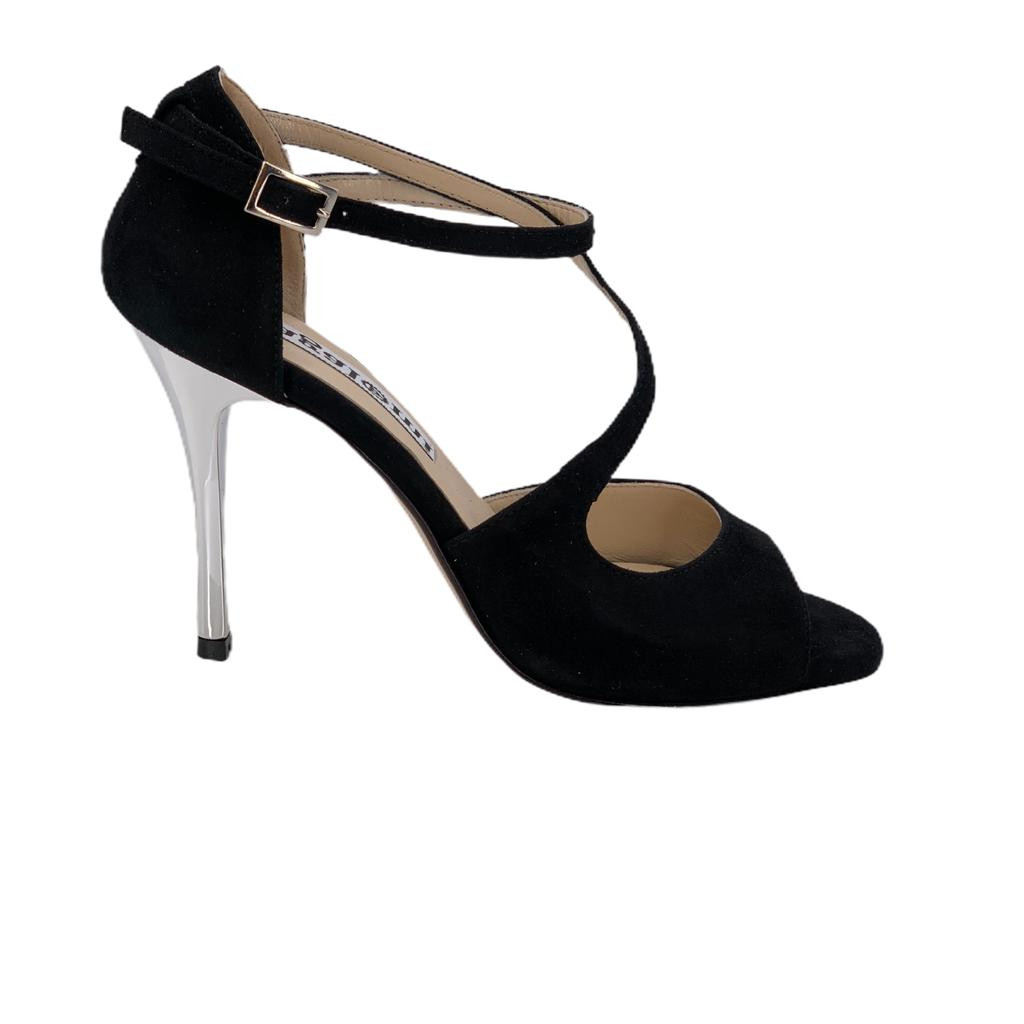 Venus Black and Silver Heels