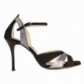 Sunderland Black Suede and Pewter Glitter