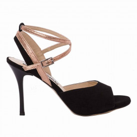 Nina Black Suede and Copper Craquelè