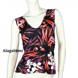 Ambra Black Orange and Fuxia Flowers