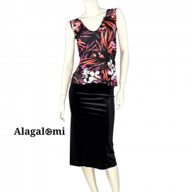 Ambra Black Orange and Fuxia Flowers