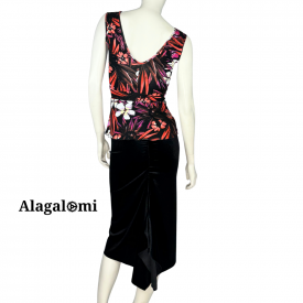 Ambra Black Orange and Fuxia Flowers