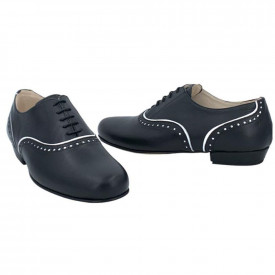 Classico Black Leather and White Piping