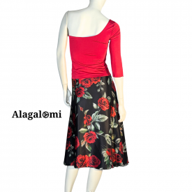 Giusy Black and Red Roses Silk
