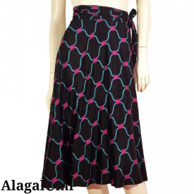 Giusy Wrap Skirt Black and Fuxia e Blu