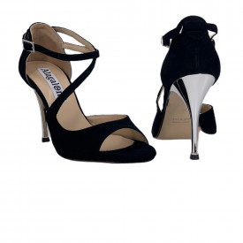 Venus Black and Silver Heels