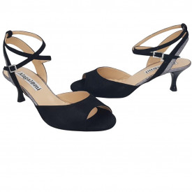Nina 50 Black and Pewter Glitter