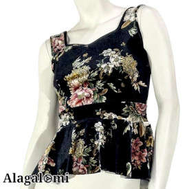 Ketty Black Velvet and Flowers