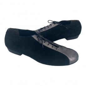 Gotan n.46 Black suede and metallic Antrcite inserts, buffalo sole