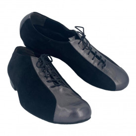 Gotan n.46 Black suede and metallic Antrcite inserts, buffalo sole