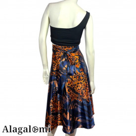 Giusy Wrap Skirt Night Blue and Animalier