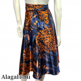 Giusy Wrap Skirt Night Blue and Animalier