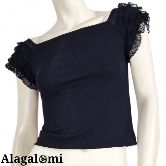 Astrid Tessuto Nero e Pizzo