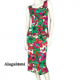 Ketty Fiori Fuxia Arancio e Verdi