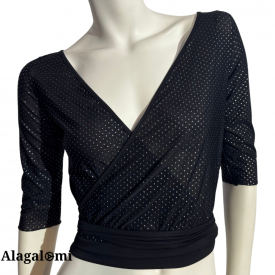 Top Roxy Tulle Nero e Pois Argento