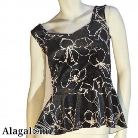 Ketty Nero Fiori Bianchi