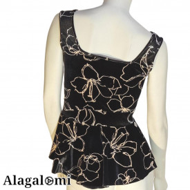 Ketty Nero Fiori Bianchi