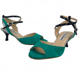 Nina 5 Camoscio Verde Vernice e Glitter
