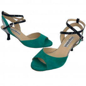 Nina 5 Camoscio Verde Vernice e Glitter
